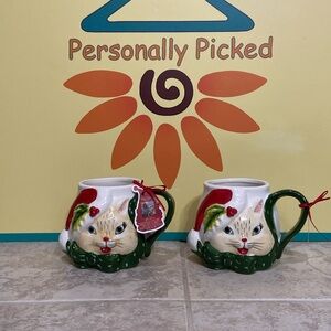 Blue Sky Clayworks “CAT CHRISTMAS” Mug Set